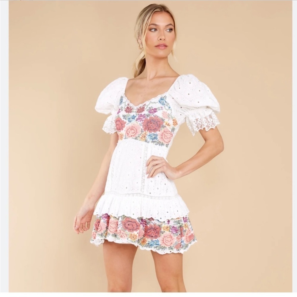 Loveshackfancy Thressey Eyelet-Embroidered Minidress NWT